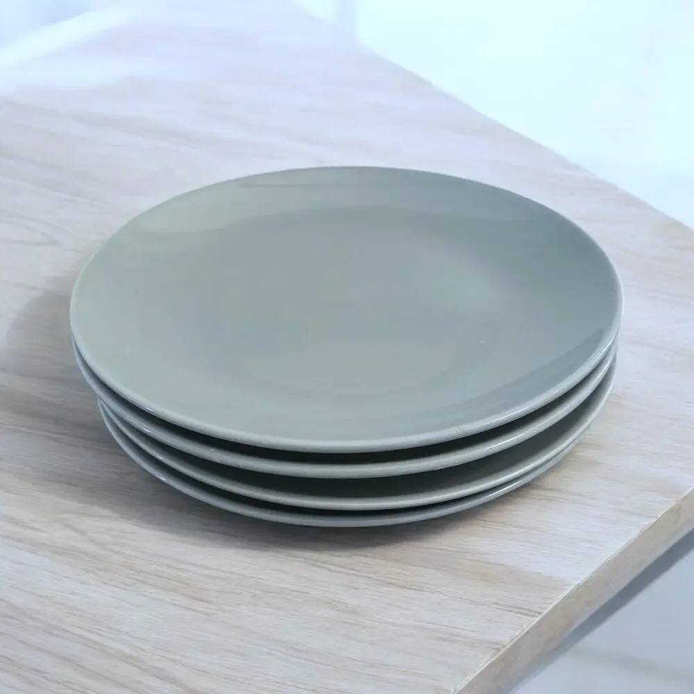 Set Four 4 WEST ELM 10” Heavy Turquoise Dinner Plates Dishwasher Microwave Safe!